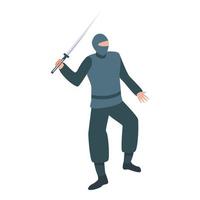 Fighting ninja icon, isometric style vector