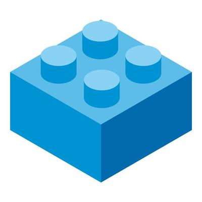 Lego cube piece icon, isometric style
