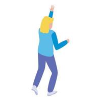 Running away tsunami icon, isometric style vector