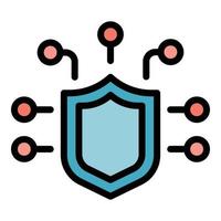 Cyber shield icon color outline vector