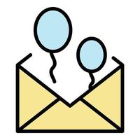 Envelope balloons icon color outline vector