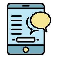 Smartphone chat icon color outline vector