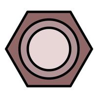Steel nut top view icon color outline vector