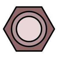 Steel nut top view icon color outline vector