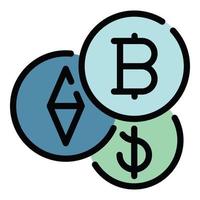 vector de contorno de color de icono de bitcoin