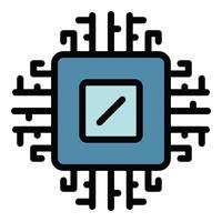 Computer processor icon color outline vector