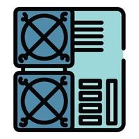 Mining farm cooler icon color outline vector