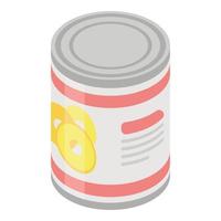 Pineapple tin can icon, isometric style vector