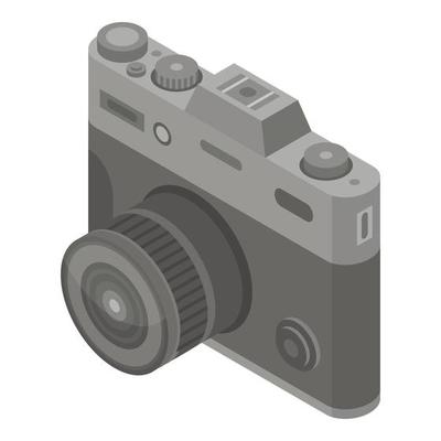 Retro camera icon, isometric style