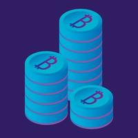 Bitcoin stack icon, isometric style vector