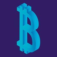 Bitcoin icon, isometric style vector