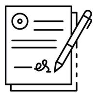 Confirm delivery signature icon, outline style vector