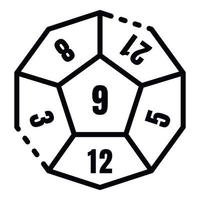 Number dice icon, outline style vector