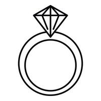 icono de anillo de diamantes clásico, estilo de esquema vector