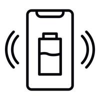 Smartphone wireless charging icon, outline style vector