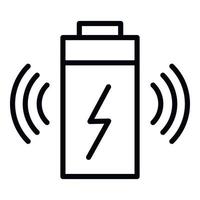 Wireless battery charging icon, outline style vector