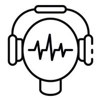 Audio headphones learning icon, outline style vector