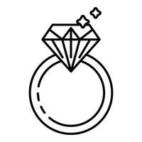 icono de anillo de diamantes de plata, estilo de esquema vector