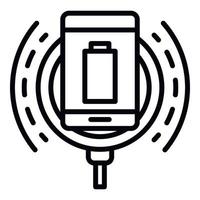 Wireless charging in action icon, outline style vector