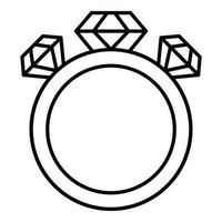 anillo con icono de tres diamantes, estilo de esquema vector