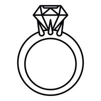 anillo de oro con icono de piedra preciosa, estilo de esquema vector