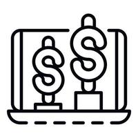 Money graph up icon, outline style vector