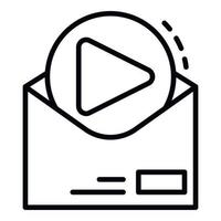 Video email sent icon, outline style vector