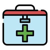 First aid kit icon color outline vector