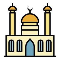 mezquita con dos minaretes icono color contorno vector