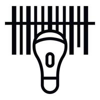 Handheld barcode scanner icon, outline style vector