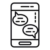 Smartphone chat icon, outline style vector