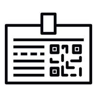 Badge with QR code icon, outline style vector