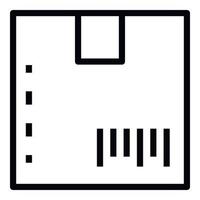 Barcode on the box icon, outline style vector