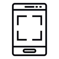 Search QR code by smartphone icon, outline style vector