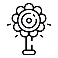 Flower rattle toy icon, outline style vector