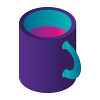 icono de taza de color abstracto, estilo isométrico vector