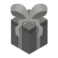 Black gift box icon, isometric style vector