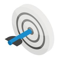 Grey target icon, isometric style vector