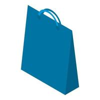 Blue paper bag icon, isometric style vector