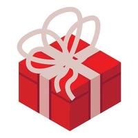 Red gift box icon, isometric style vector