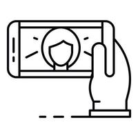 Woman take selfie icon, outline style vector