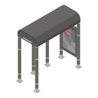 City bus stop icon, isometric style vector