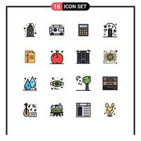 Set of 16 Modern UI Icons Symbols Signs for document magician accounting magic wand math Editable Creative Vector Design Elements