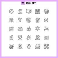 Set of 25 Modern UI Icons Symbols Signs for digital location money map race Editable Vector Design Elements