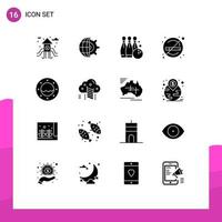 16 Universal Solid Glyphs Set for Web and Mobile Applications porthole sign game smoking healthcare Editable Vector Design Elements