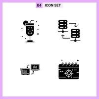 4 Icons in Solid Style Glyph Symbols on White Background Creative Vector Signs for Web mobile and Print