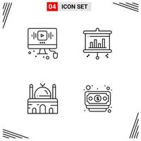 4 Icons Line Style Grid Based Creative Outline Symbols for Website Design Simple Line Icon Signs Isolated on White Background 4 Icon Set vector