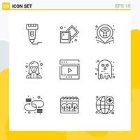 Modern Set of 9 Outlines Pictograph of film technician location specialist digital Editable Vector Design Elements