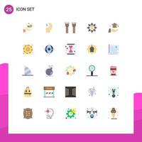 User Interface Pack of 25 Basic Flat Colors of decoration celebrate profile medieval castle tower Editable Vector Design Elements