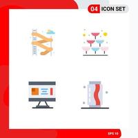 4 User Interface Flat Icon Pack of modern Signs and Symbols of slider construction glass party planning Editable Vector Design Elements